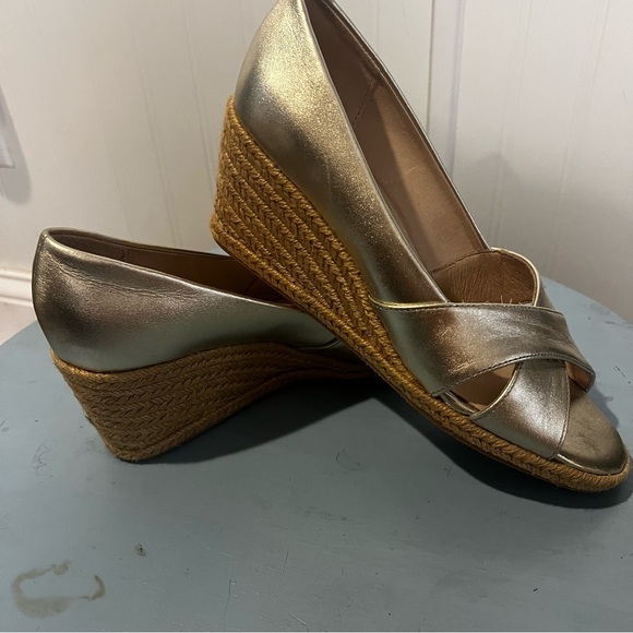 Jack Rogers Palmer Crisscross Wedge Espadrille Sandals in Metallic Gold size 7.5 - Picture 8 of 15